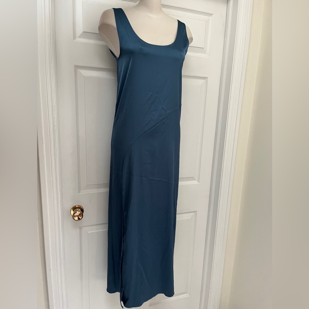 NWOT Zara long blue satin dress size small